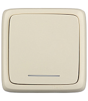 Выключатель Hegel Alfa одноклавишный накладной слоновая кость с подсветкой (ВА10-114-01)
