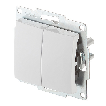 Выключатель Lezard Karina двухклавишный встраиваемый белый (707-0288-101)