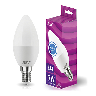 Лампа светодиодная Rev E14  4000К 7 Вт 220 В свеча матовая