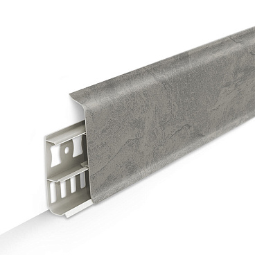 Плинтус ПВХ напольный Деконика 70 мм лофт светло-серый 2200 мм Г-профиль с кабель-каналом