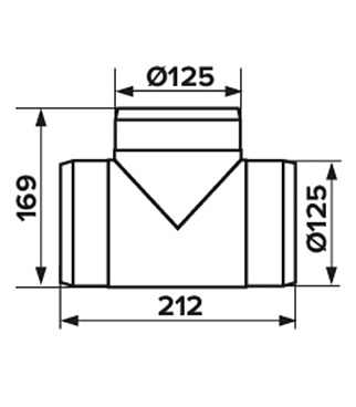 Тройник для круглых воздуховодов Era пластиковый d125 мм 90°