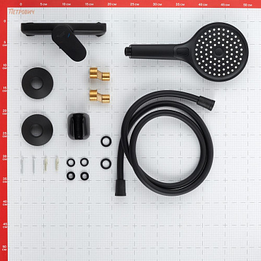 Смеситель для душа без излива Corsa Deco CX черный матовый с лейкой однорычажный (FSHCXB)