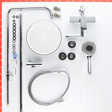 Душевая система Tokito Rain с верхним душем с лейкой со смесителем хром (TOK-RAI-1021)