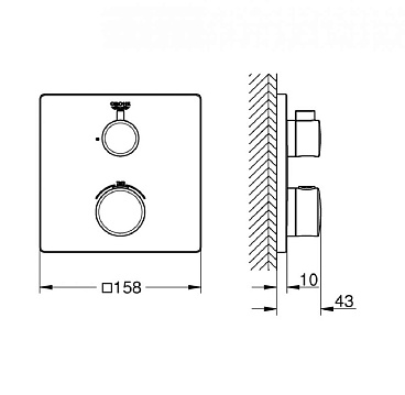 Смеситель для душа термостатический Grohe Grohtherm Cube 24153000 скрытый монтаж внешняя часть 1 положение