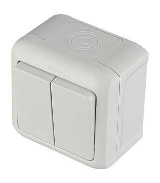 Переключатель Legrand Quteo двухклавишный накладной серый (782331)