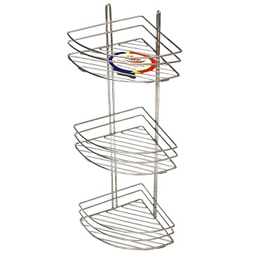 Полка для ванной Lider угловая трехъярусная 270х620х200 мм металл хром (4230)