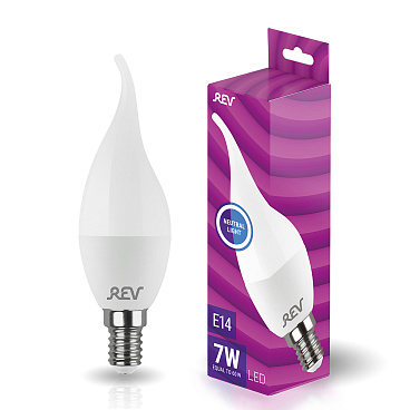 Лампа светодиодная Rev E14  4000К 7 Вт 220 В свеча на ветру матовая