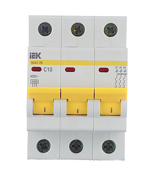 Автоматический выключатель модульный IEK Karat ВА 47-29 3P 10А тип C 4,5 кА 400 В (MVA20-3-010-C)