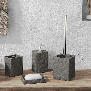 Дозатор для мыла Fora Stone Black настольный полирезин черный (For-STN021BL)