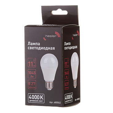 Лампа светодиодная Hesler E27 4000К 11 Вт 855 Лм 230 В груша А60 матовая
