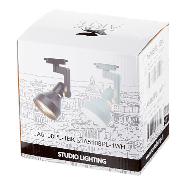 Трековый светильник однофазный Arte Lamp 60 Вт E27 2 кв.м белый (A5108PL-1WH/1602)