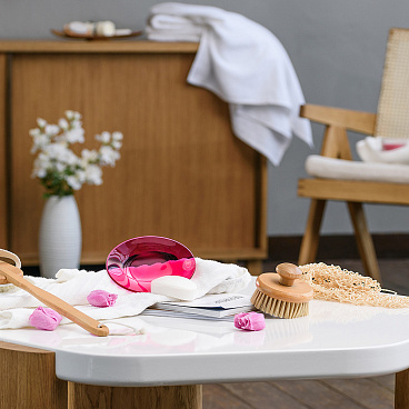 Мыльница для ванной Moroshka Bright Colors настольная стекло розовая (917-311-04)