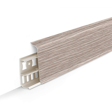 Плинтус ПВХ напольный Деконика 70 мм дуб латте 2200 мм Г-профиль с кабель-каналом