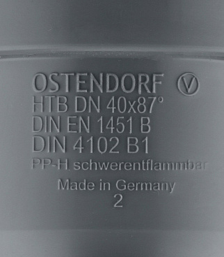 Отвод Ostendorf НТВ d40 мм 87° пластиковый для внутренней канализации (111140)