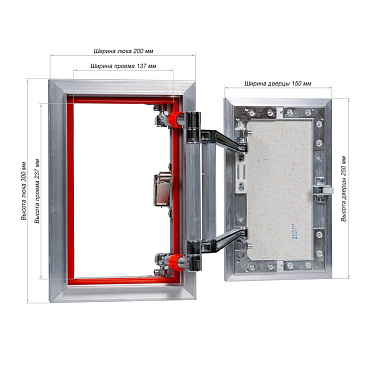 Люк ревизионный под плитку Практика EuroFormat-R алюминиевый 200х300 мм скрытый нажимной