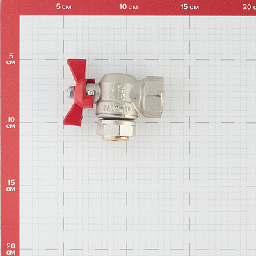 Кран шаровой латунный Valtec Base 3/4 ВР(г) х 3/4 ВР(г) бабочка с накидной гайкой угловой (VT.266.N.0505)