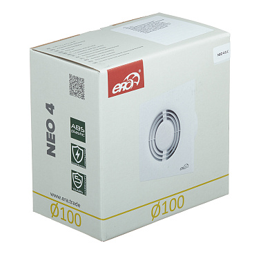 Вентилятор осевой Era Neo с обратным клапаном с антимоскитной сеткой 160х160 мм d100 мм белый