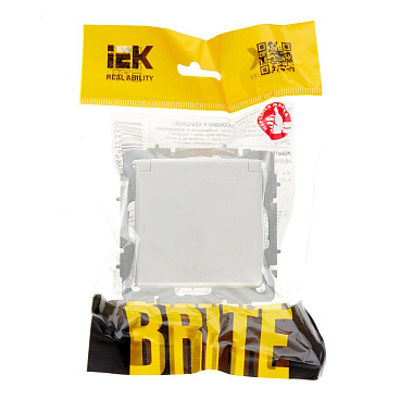 Розетка IEK Brite РСбш10-3-44-БрБ встраиваемая белая с заземлением со шторками с крышкой (BR-R16-16-44-K01)
