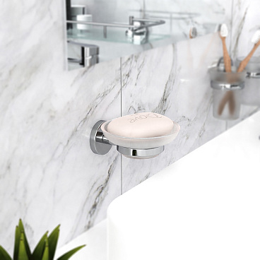 Мыльница для ванной Fora Long с держателем стекло/силумин хром (L036)