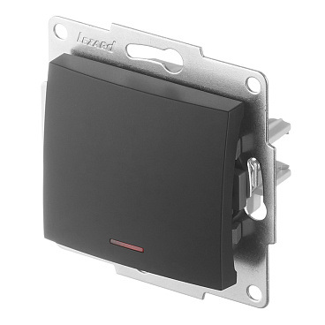 Выключатель Lezard Karina одноклавишный встраиваемый черный бархат с подсветкой (707-4288-111)