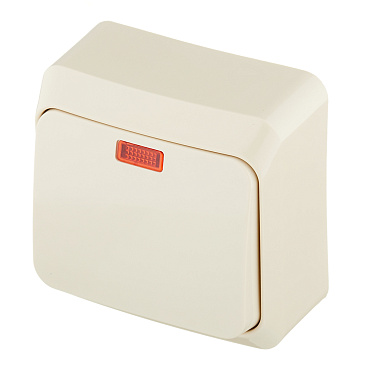 Выключатель Systeme Electric Этюд одноклавишный накладной кремовый с подсветкой (BA10-005K)