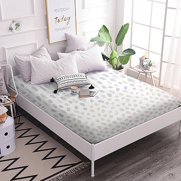 Простыня на резинке 180х200х25 см бязь серо-белая Melissa Rhona