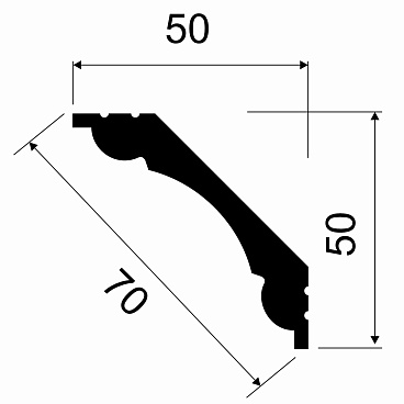 Плинтус потолочный из экополимера ударопрочный 50х50х2000 мм Cosca KX001