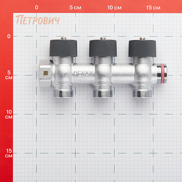 Коллектор Рехау 3/4 ВР(г) х 3 выхода 3/4 НР(ш) ЕК х 3/4 НР(ш) регулируемый (11316453001)