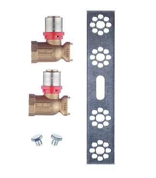 Планка монтажная Tiemme с двумя водорозетками 20(пресс) х 1/2 ВР(г)