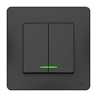 Выключатель Systeme Electric Blanca двухклавишный встраиваемый антрацит с подсветкой (BLNVS010516)