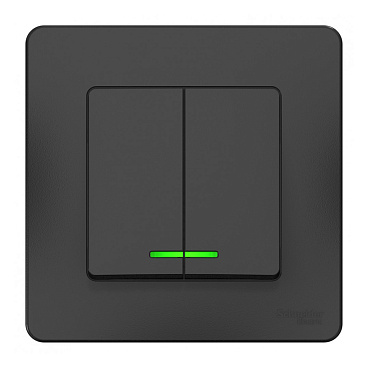 Выключатель Systeme Electric Blanca двухклавишный встраиваемый антрацит с подсветкой (BLNVS010516)