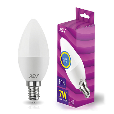 Лампа светодиодная Rev E14  2700К 7 Вт 180-240 В свеча матовая