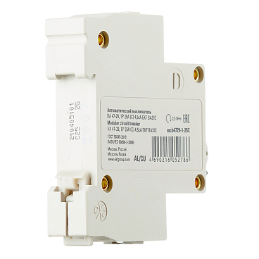 Автоматический выключатель модульный EKF Basic ВА 47-29 1P 25А тип C 4,5 кА 230 В (mcb4729-1-25C)