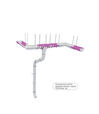 Желоб водосточный Grand Line металлический d125 мм 3 м графитовый серый RAL 7024