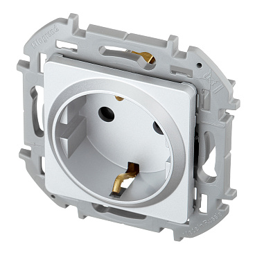 Розетка Legrand Inspiria встраиваемая алюминий со шторками (673732)