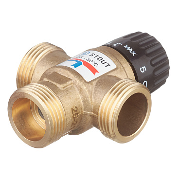 Клапан термостатический Stout подмешивающий 1 НР(ш) для отопления и ГВС 35-60 °С KVs 2,5 (SVM-0120-256025)