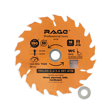 Диск пильный по дереву Rage by Vira Fast cut 190х30х1,4 мм 18 зубьев (594231)