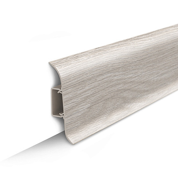 Плинтус ПВХ напольный Идеал Классик 55 мм ясень 2200 мм с кабель-каналом