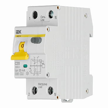Автомат дифференциальный IEK Karat АВДТ-32 20А 1P+N тип A 30 мА 6 кА (MAD22-5-020-C-30)