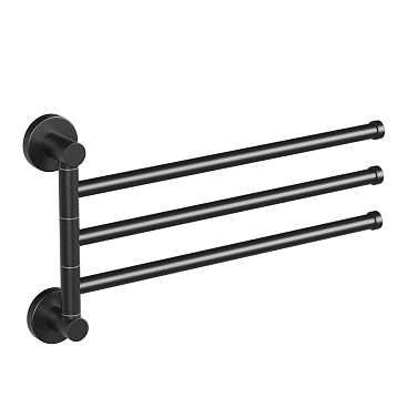 Полотенцедержатель Haiba HB8713 375 мм тройной поворотный на шуруп металл черный (550610)