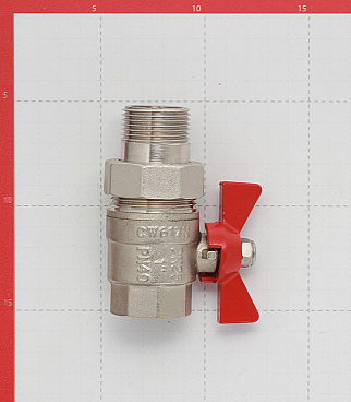 Кран шаровой латунный Valtec Base 1 ВР(г) х 1 НР(ш) бабочка с полусгоном прямой (VT.227.N.06)