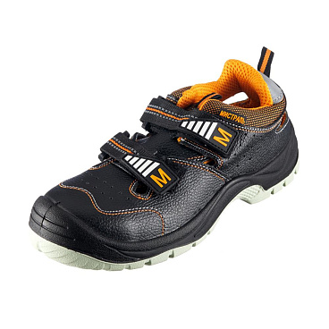 Сандалии кожаные с перфорацией и защитным подноском и стелькой размер 43 черные Мистраль SJ4000 (119892)