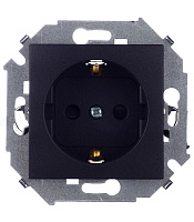 Розетка Simon 15 встраиваемая графит со шторками (1591443-038)