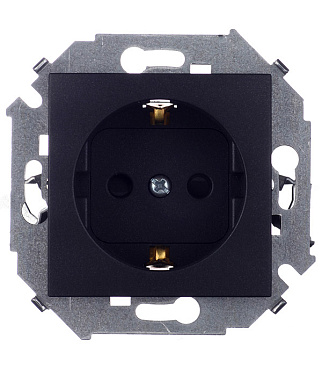 Розетка Simon 15 встраиваемая графит со шторками (1591443-038)