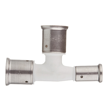 Тройник Henco (11PKW-262616) 26(пресс) х 26(пресс) х 16(пресс) PVDF белый