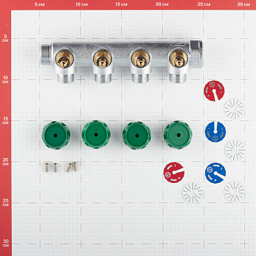 Коллектор Stout 3/4 ВР(г) х 4 выхода 1/2 НР(ш) х 3/4 НР(ш) регулирующий (SMB-6850-341204)
