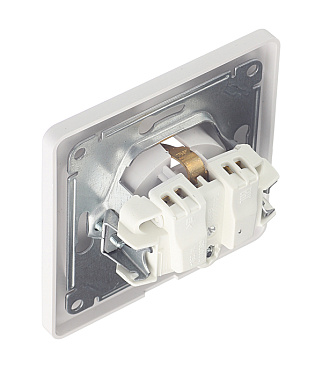 Розетка Systeme Electric Glossa встраиваемая белая со шторками с крышкой (GSL000148)