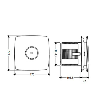 Вентилятор осевой Cata X-Mart 12 170х170 мм d120 мм слоновая кость