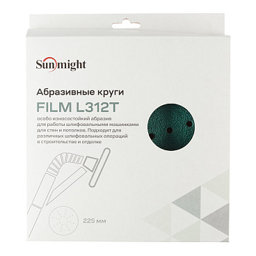 Диск шлифовальный Sunmight Film L312T d225 мм P40 на липучку пленочная основа (5 шт.) (53503R)