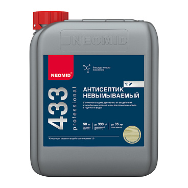 Антисептик Neomid 433 невымываемый для дерева биозащитный концентрат 1:9 5 л зеленый